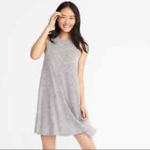 Heather Grey Plush Knit Sleeveless Swing Dress